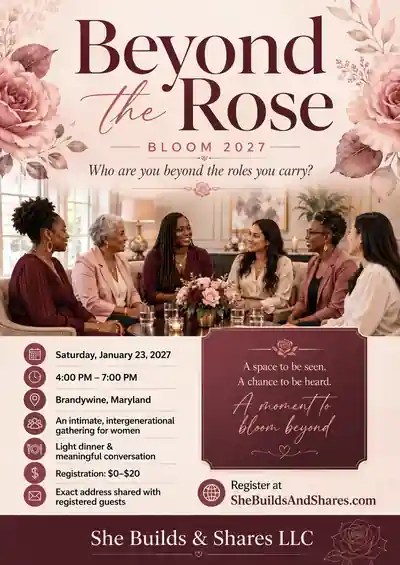 Beyond the Rose event flyer for Saturday, January 23, 2027, from 4:00 to 7:00 PM in Brandywine, Maryland.